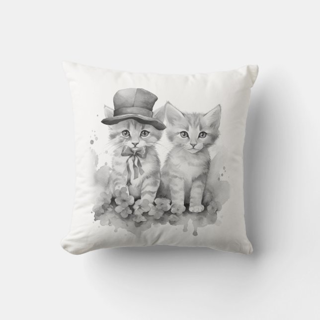 2 Zwarte en witte katjes Kussen (Voorkant)