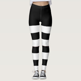 2 zwarte en witte strepen, zonder been, voor dames leggings
