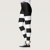 2 zwarte en witte strepen, zonder been, voor dames leggings (Links)