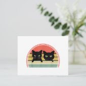 2 Zwarte Katten Peeking  Retro Cat Animal Love (Staand voorkant)