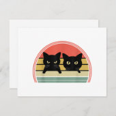 2 Zwarte Katten Peeking  Retro Cat Animal Love (Voorkant / Achterkant)