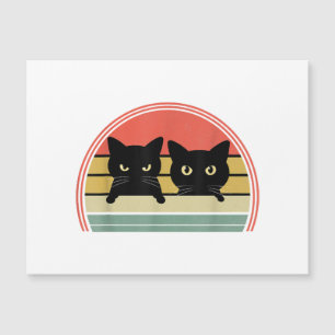 2 Zwarte Katten Peeking  Retro Cat Animal Love