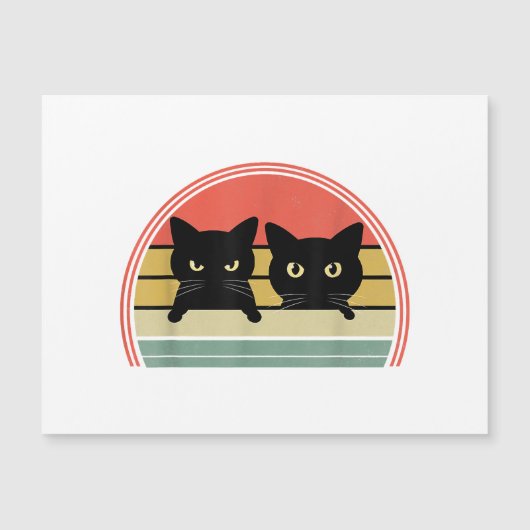 2 Zwarte Katten Peeking Retro Cat Animal Love (Voorkant)