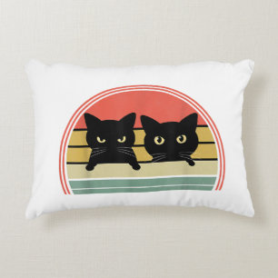 2 Zwarte Katten Peeking Retro Cat Animal Love Accent Kussen