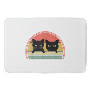 2 Zwarte Katten Peeking Retro Cat Animal Love Badmat