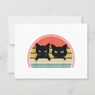 2 Zwarte Katten Peeking Retro Cat Animal Love Briefkaart