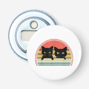 2 Zwarte Katten Peeking Retro Cat Animal Love Button Flesopener