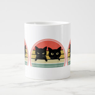2 Zwarte Katten Peeking Retro Cat Animal Love Grote Koffiekop