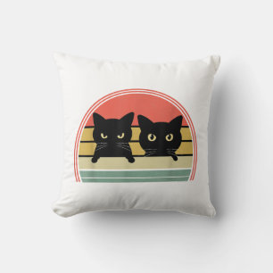 2 Zwarte Katten Peeking Retro Cat Animal Love Kussen