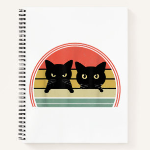 2 Zwarte Katten Peeking Retro Cat Animal Love Notitieboek