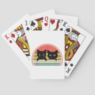 2 Zwarte Katten Peeking  Retro Cat Animal Love Pokerkaarten