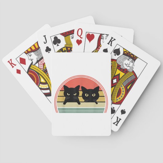 2 Zwarte Katten Peeking  Retro Cat Animal Love Pokerkaarten (Achterkant)