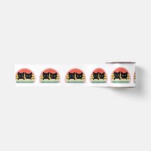 2 Zwarte Katten Peeking  Retro Cat Animal Love Satijnen Lint