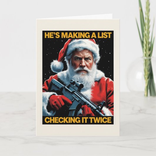 2A Santa Christmas Card | Second Amendment Holiday Kaart (Voorkant)