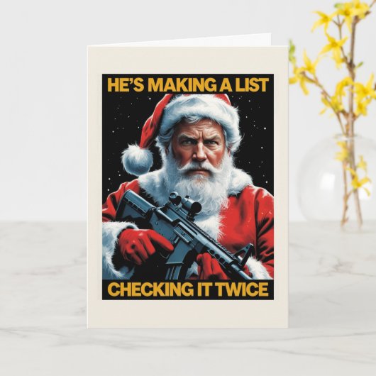 2A Santa Christmas Card | Second Amendment Holiday Kaart (Gele Bloem)
