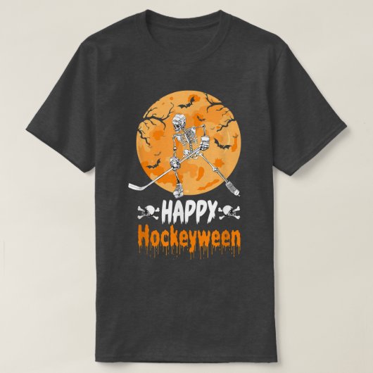2AOL Happy Hockeyween Skeleton Hockey Player Hallo T-shirt (Design voorkant)