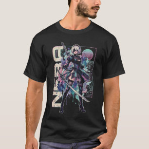 2B YoRHa NieR Vaporwave Retro 80s Roze Teal Portra T-shirt