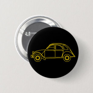 2CV Deux Chevaux Gele Blauwdruk Ronde Button 5,7 Cm