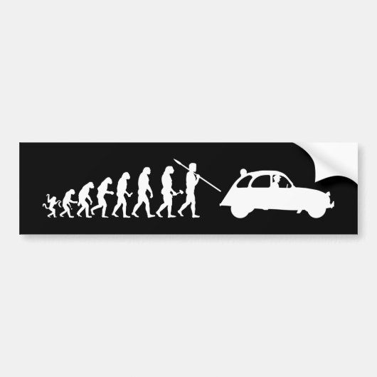 2CV Deux Chevaux Grappige Evolutietheorie Bumpersticker (Voorkant)