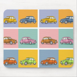 2CV Deux Chevaux Kleurrijke Zes Vierkanten Illustr Muismat