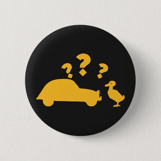 2CV Deux Chevaux Meets Gele Eend Ronde Button 5,7 Cm (Voorkant)