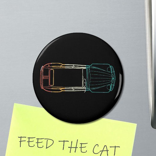 2cv Deux Chevaux Rainbow Blauwdruk Magneet