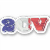 2CV Deux Chevaux Rood Wit Blauw Franse vlag Sticker (Voorkant)