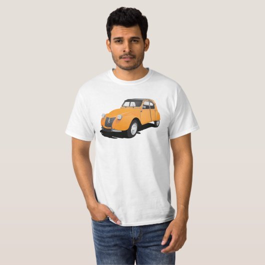 2CV (deux chevaux), sinaasappel T-shirt (Voorkant volledig)