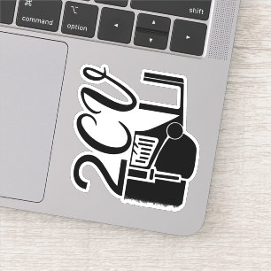 2CV Deux Chevaux Zwart Chic Script Lettertype Typo Sticker