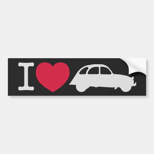 2CV Ik hou van Deux Chevaux Oldtimer Franse auto's Bumpersticker (Voorkant)