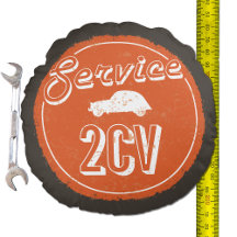 2CV Service Vintage Sinaasappel Carshop Typografie