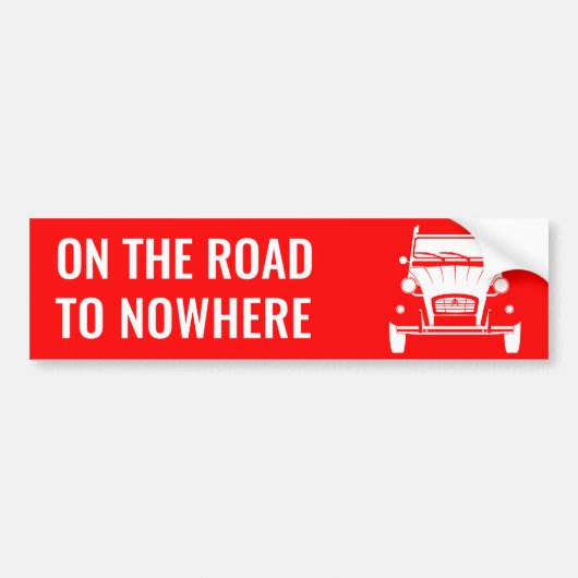 2CV 'WEG NAAR NIETS'-BUMPERSTICKER BUMPERSTICKER (Voorkant)