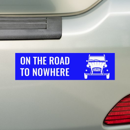 2CV 'WEG NAAR NIETS'-BUMPERSTICKER BUMPERSTICKER (Op auto)