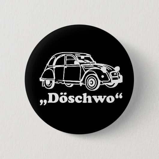 2CV Zwitserland Döschwo White Oldtimer Blauwdruk Ronde Button 5,7 Cm (Voorkant)