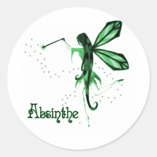 2D Absinthe Green Fairy Sketch Ronde Sticker (Voorkant)