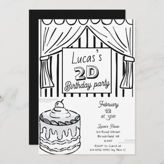 2D Birthday Comic Style Kaart (Voorkant / Achterkant)