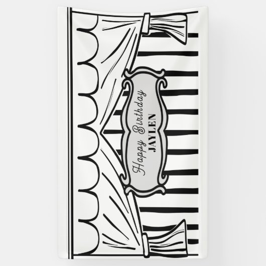 2D Birthday Party Comic Style Backdrop Spandoek (Verticaal)