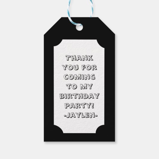 2D Birthday Party Comic Style Hartelijk dank Cadeaulabel (Achterkant)