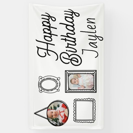 2D Birthday Party Comic Style Spandoek (Verticaal)
