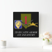 2D BN 34th ARMOR 1ST INFANTRY CLOCK Vierkante Klok (Huis)
