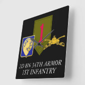 2D BN 34th ARMOR 1ST INFANTRY CLOCK Vierkante Klok (Hoek)