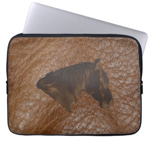 2D Fotostaal van Faux-leder met 2D-paardenkop Laptop Sleeve
