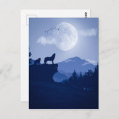 2D Howling wolf landschap Briefkaart (Voorkant / Achterkant)