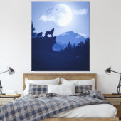 2D Howling wolf landschap Canvas Afdruk (Insitu (Slaapkamer))