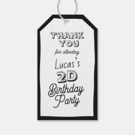 2D jongens Tweede verjaardag Cadeaulabel
