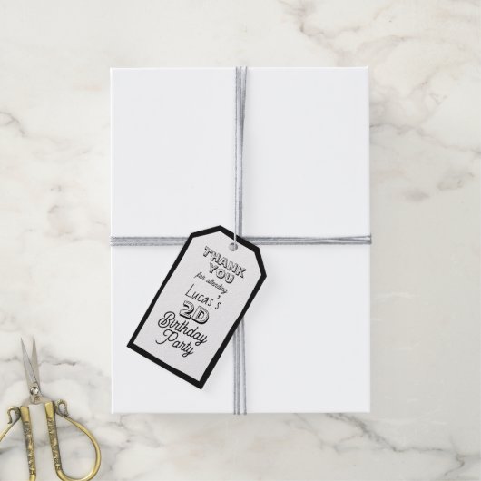 2D jongens Tweede verjaardag Cadeaulabel (Met Touw)