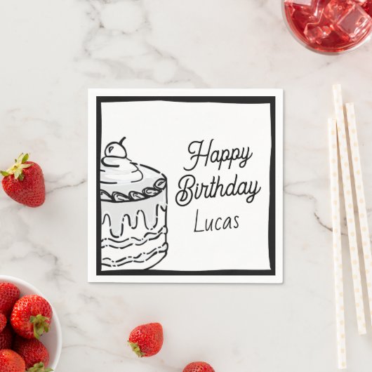 2D-jongens Tweede verjaardag Combostijl Servet (Insitu)