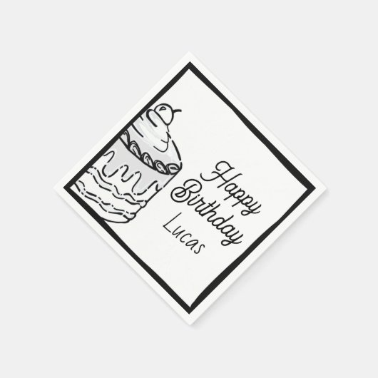 2D-jongens Tweede verjaardag Combostijl Servet (Hoek)