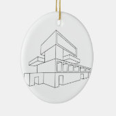 2D perspectieftekening van een huis Keramisch Ornament (Rechts)