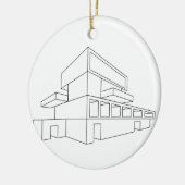 2D perspectieftekening van een huis Keramisch Ornament (Links)